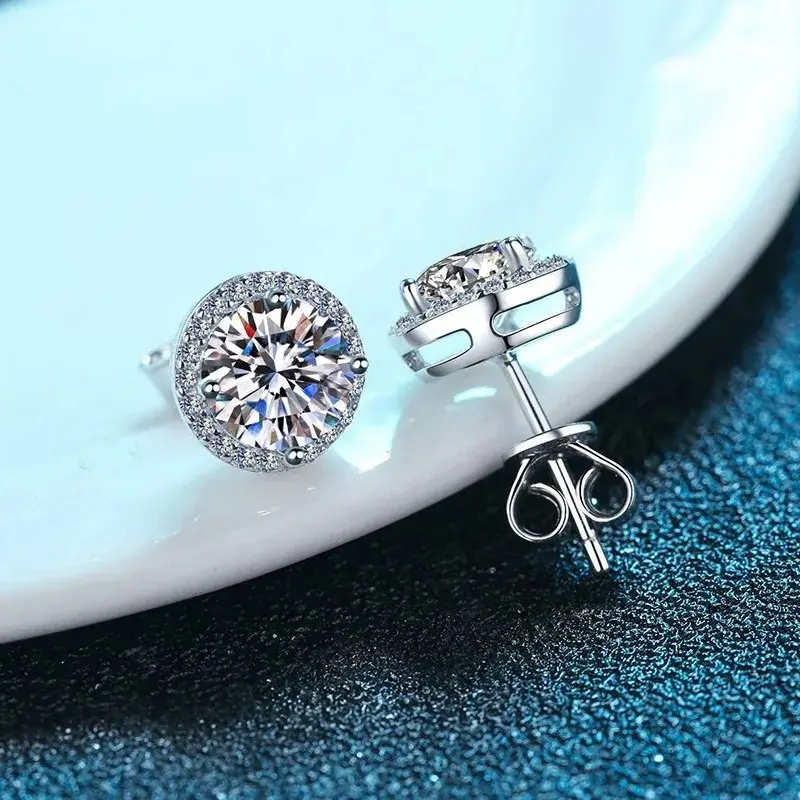 EverGlow 6.5mm Moissanite Stud Earrings High Carbon Diamond 1 Karat 925 Sterling Silver (GRA Certified)