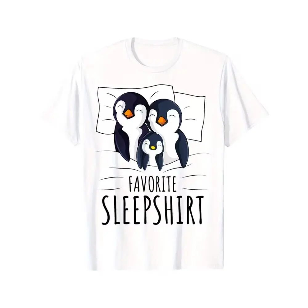 Sleeping Penguin Pyjamas Penguin Lover Favorite Sleepshirt T-Shirt Summer Comfortable Casual Short Sleeve T-Shirt