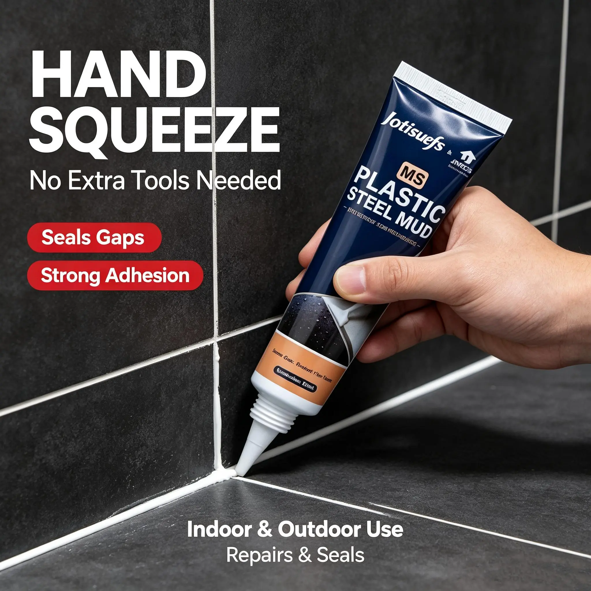 Advanced White Silicone Gap Sealant for Home Improvement - Plastic Steel Mud Grout Sealant Flooring, Waterproof, 5X Strong Adhesion, No Shrink/Crack, Mold-Resistant, Self-Sealing, Easy DIY, Clean Finish + Free Handy Application Tool, Adhesive Waterproof,