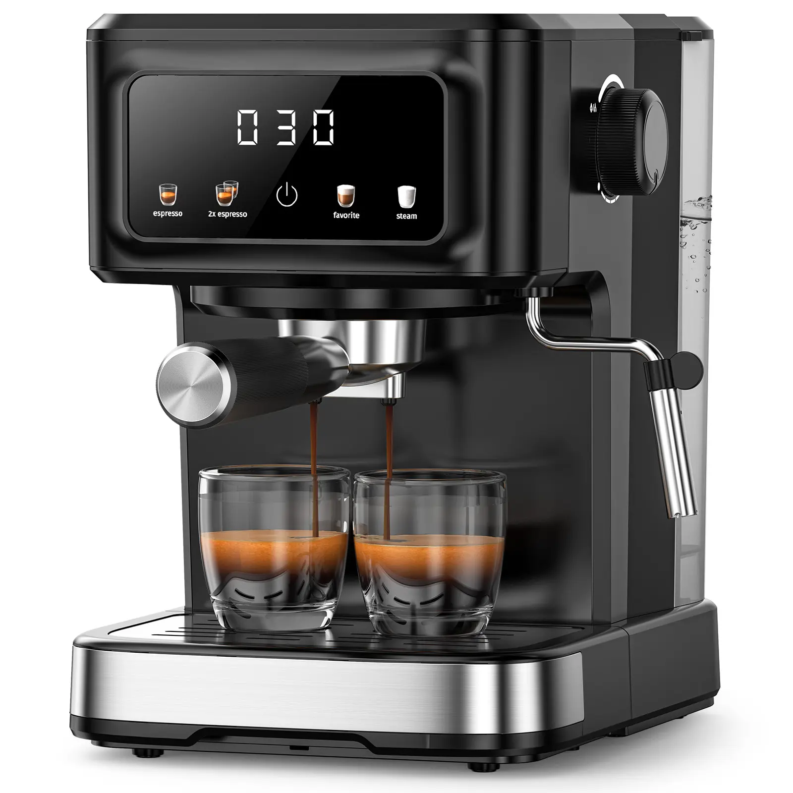 COWSAR 15-Bar Pump Espresso Machine - Digital Programmable Coffee Maker with Buttons, Timer, Auto Milk System, 50oz Sink-Fill Removable Tank, Double Shot Capability, Compact Form, Corded Coffee Making Tool for Home Use Kitchen Appliances