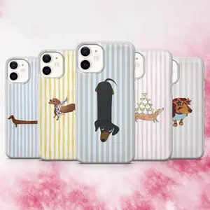 Dachshund Smartphone Casing, Sausage Dog Puppy Cellphone Cover Accessory for Handheld Devices Including iPhone 10,11,12,13,14,15,16 Series & Galaxy Series