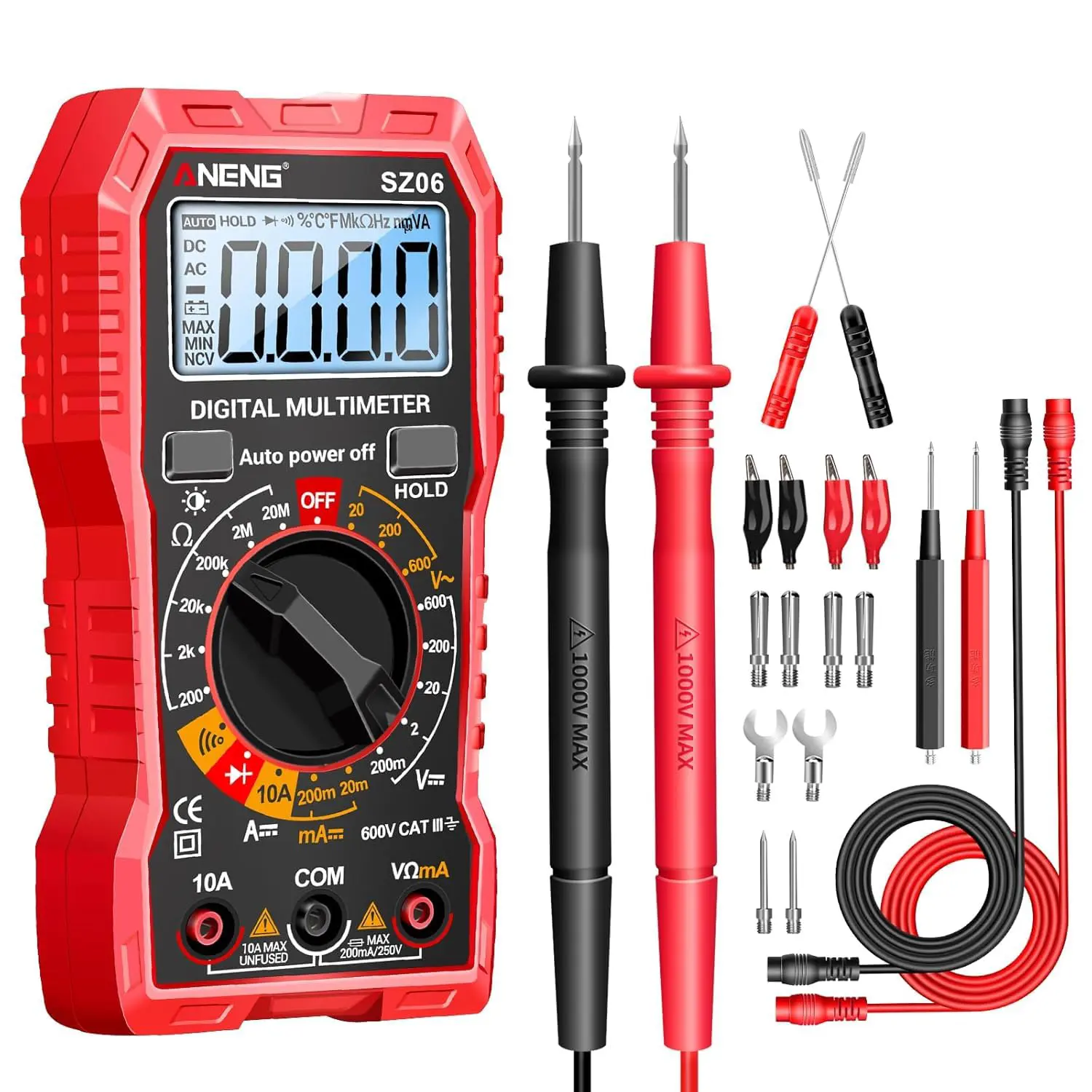 ANENG Digital Multimeter - Handheld Electrical Tool with Professional Auto Voltmeter, Ammeter Functions for AC/DC Voltage, DC Current, Ohm, Resistance, Diode, Buzzer Measurements