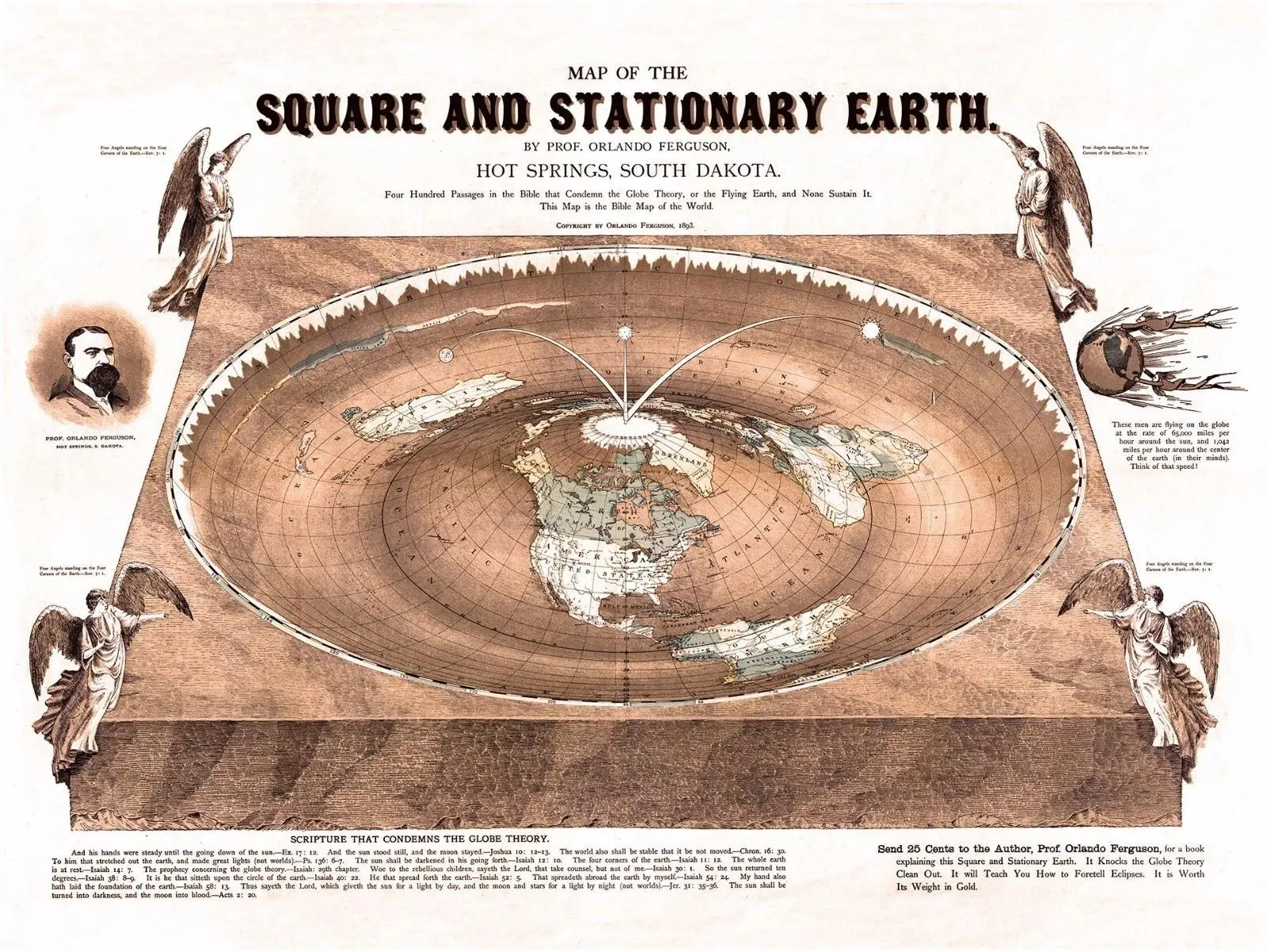 Flat Earth Map - Square and Stationary Earth Orlando Ferguson Unframe Poster Photo Ornaments Decoration Artistic Room