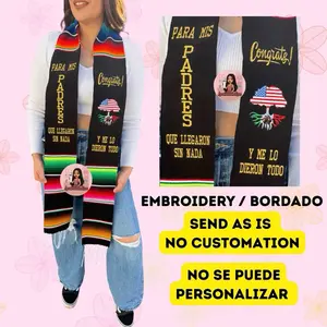 Class of 2026 Mexican Roots Stole with Colorful Stripes and "PARA MIS PADRES" Text, Ideal for Mexican Heritage Celebrations