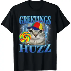 cotton Comfort Cotton Lollipop Cat Meme Greetings Huzz Funny Silly Cats Brainrot T-Shirt
