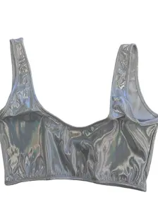 Women's Iridescent Silver Crop Tank Top