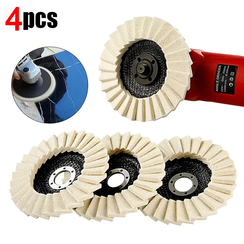 【Buy 3 Get 1 Free】5 in Wool Polishing Wheels Buffing Pads (4PCS Blocks) - Reliable Efficient Angle Grinder Accessories for Metal Final Polishing