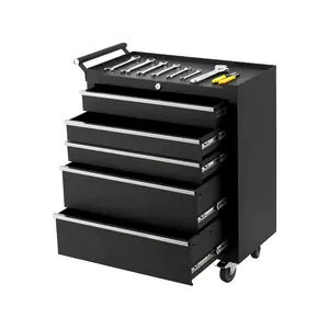Garvee Upgraded 6-drawer rolling toolbox - mobile toolbox with wheels and locking system - portable tool storage manager, drawer lining, suitable for garages, workshops, homes - black