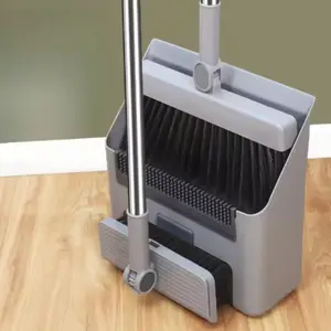 3 in 1 Broom and Dustpan Set: Set - Efficient Broom and Dustpan Set and Floor Brush Heavy-duty Long-handled Broom for Indoor and Outdoor Cleaning