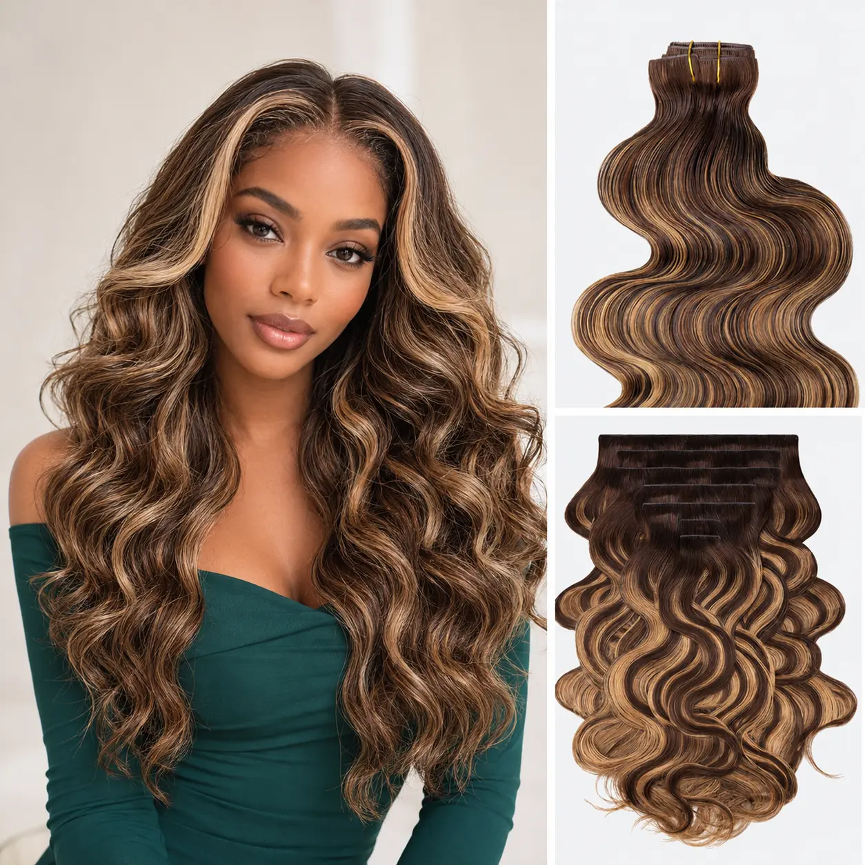 LASHEY 100% Real Human Hair PU Clip-In Extensions for Black Women, Seamless Invisible Edge, Colored Highlights, Silky Straight, Body Wave, Kinky Straight & Kinky Curly, 14–24 Inch, 2–3 Packs for Full Head #SummerWins #tiktokshopbacktoschool, Clip Ins, Uni