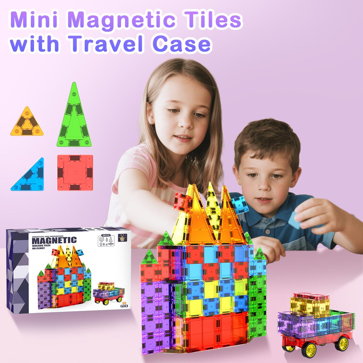 MiniGear Magnetic Tiles Building Toy – Portable Mini Magnetic Blocks Travel Set (32/42 Pieces), Montessori Educational Toy for Kids Ages 3–12, Preschool & Classroom Must-Have – Perfect Travel toy, Easter & Christmas Gift for Boys & Girls