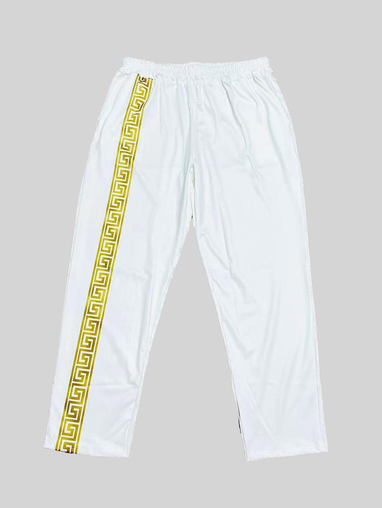 Street style men's striped sports two-piece set