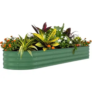 8x2x1.5 ft Galvanized Raised Garden Bed - 18" Tall Metal Planter Box for Flowers, Vegetables,Herbs, Rust-Resistant Outdoor Garden Box, Easy Assembly Raised Beds,Green