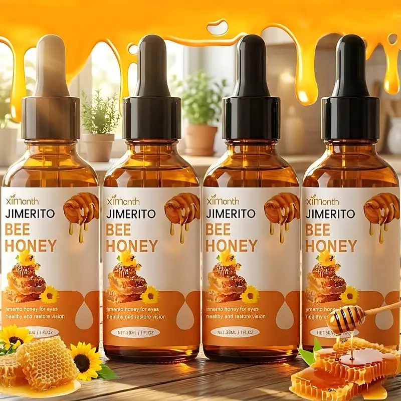 Jimerito Honey Eye Serum Drops - Genuine Honey Cleanser, Plant-Based Moisturizer, Brightening Soothing Hydrating Anti-Aging Treatment, Gentle Daily Use for Men & All Skin Types, 30ML Dropper Bottle, Eye Drops, Hydrate