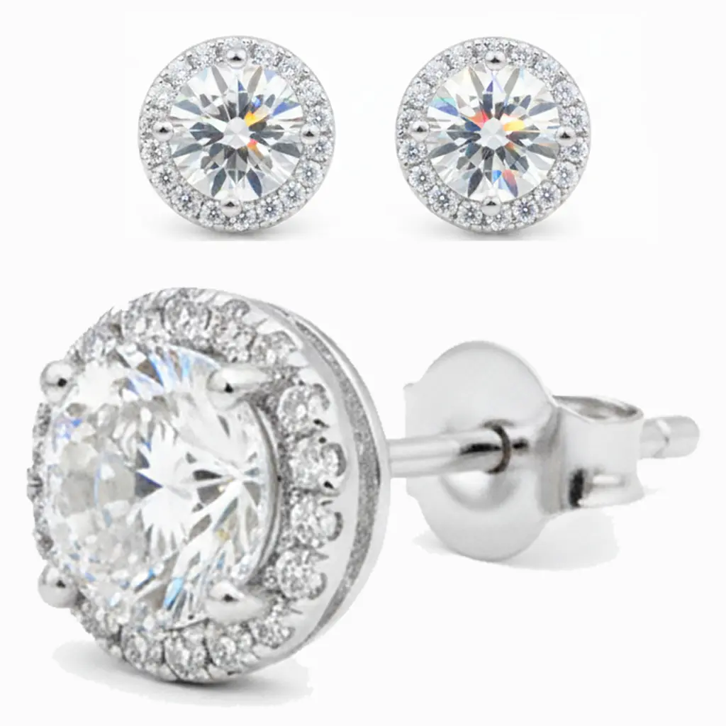 Zirconia Stud Earrings - Sparkling Zirconia Unisex Fashion Jewelry Party Accessory, Elegant Valentine's Day Gift for Women
