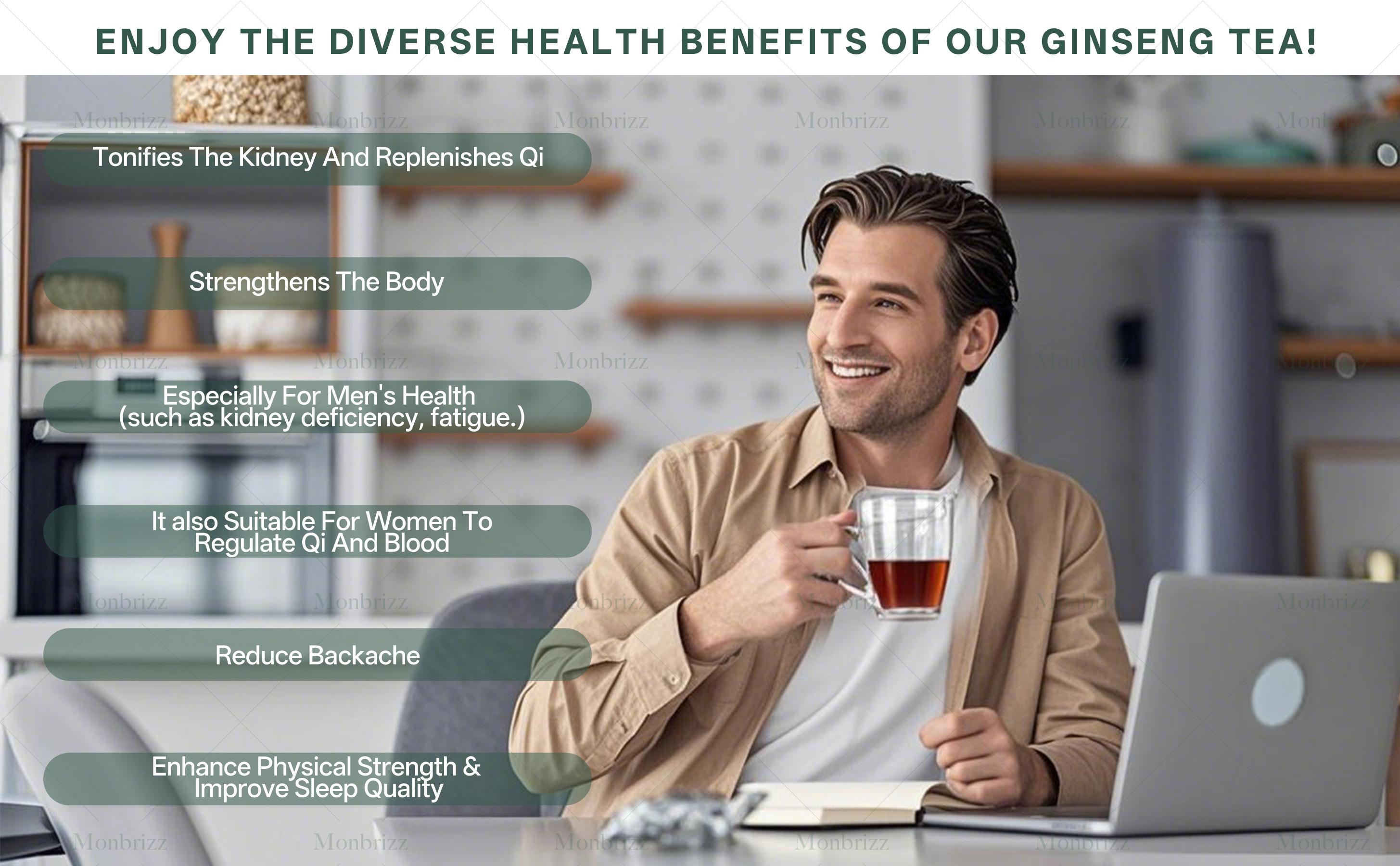 [Upgraded Formula]MONBRIZZ Five Treasure Ginseng Kidney Tea Organic Gift for Mom & Men 7 Precious Ingredients Formula Natural Herbal Beverage Good for Kidney