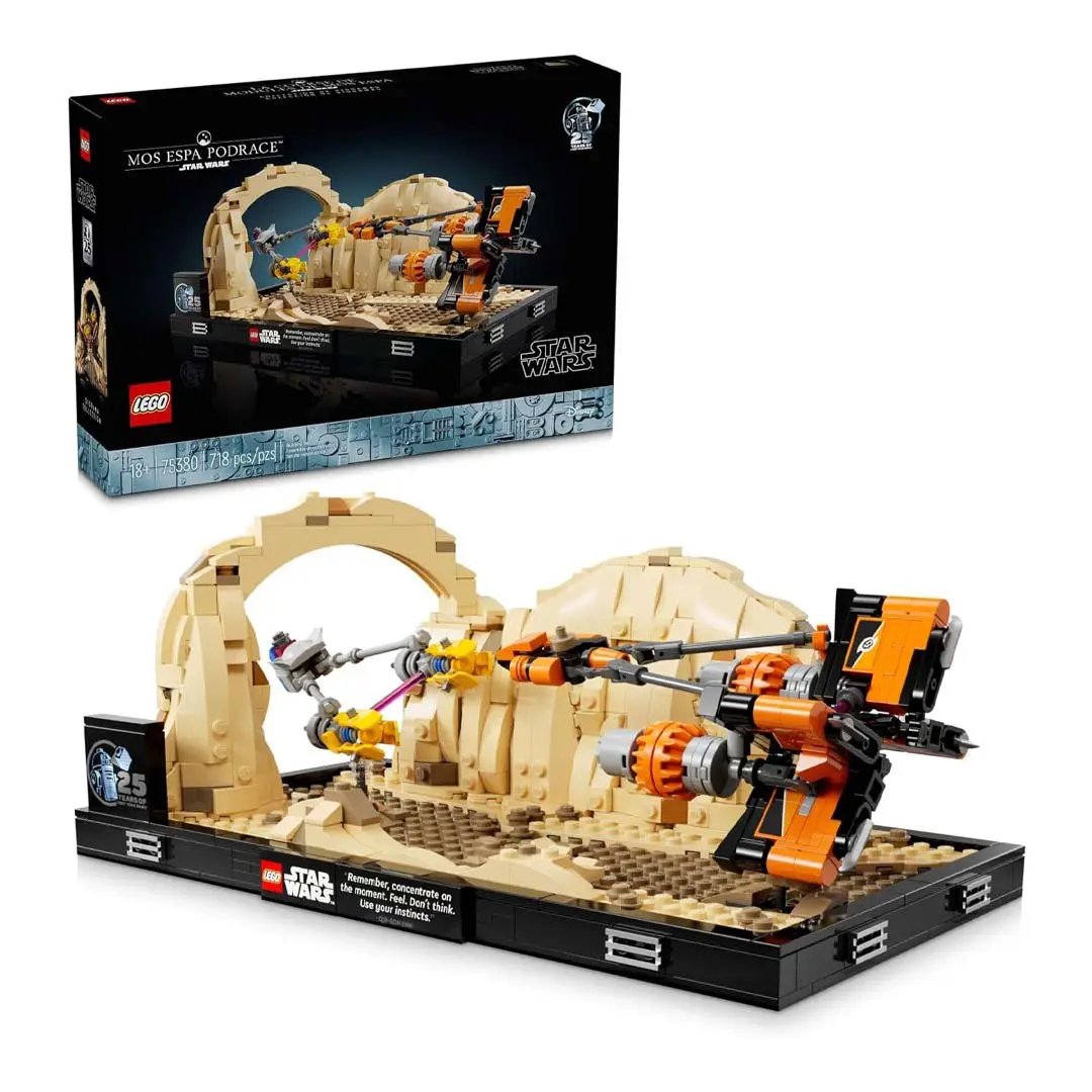 LEGO Star Wars: The Phantom Menace Mos Espa Podrace Diorama (75380) - DIY Assembly Blocks Set, Building Bricks Set, Construction Model Toy, Building Bricks Sets