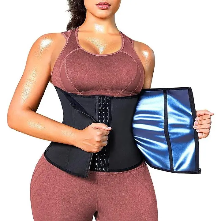 Women's Sports Girdle Waist Trainer Corset Workout Belt with Tummy Wrap Belly Band Sauna Suit Compression Fabric Fitness Fits Polyester Shapewear Shaper Womenswear Short Smooth Stretchy Basic Black/Blue Minimalist