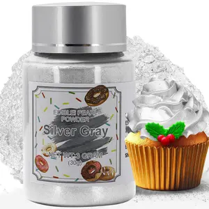 Edible glitter powder, 30g bottle, suitable for gummy candies, cakes, buttercream, ice cream, donut decorations, beverage baking, Valentine's Day, Christmas,Sliver. edible