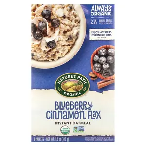 Nature's Path Organic Instant Oatmeal, Blueberry Cinnamon Flax, 8 Packets, 11.3 oz (320 g)