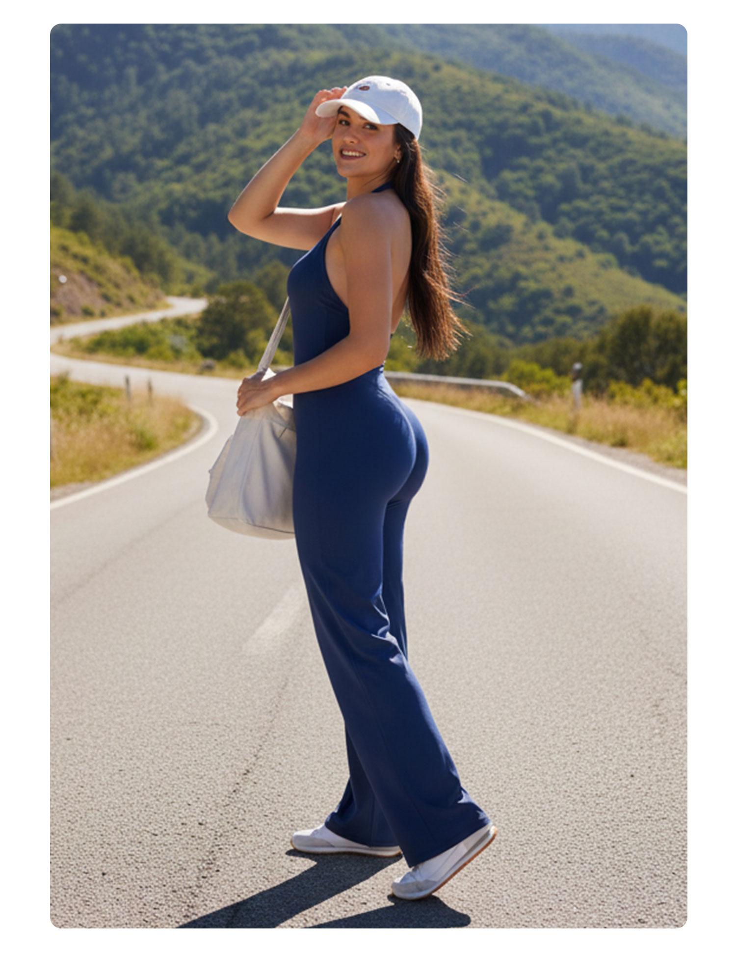 YEOREO Women's Wide Leg Sleeveless Yoga Jumpsuit Romper with Adjustable Fit & Hidden Scrunch for Glute Support Greenish YEOREO Women's Wide Leg Sleeveless Yoga Jumpsuit Romper with Adjustable Fit & Hidden Scrunch for Glute Support Greenish