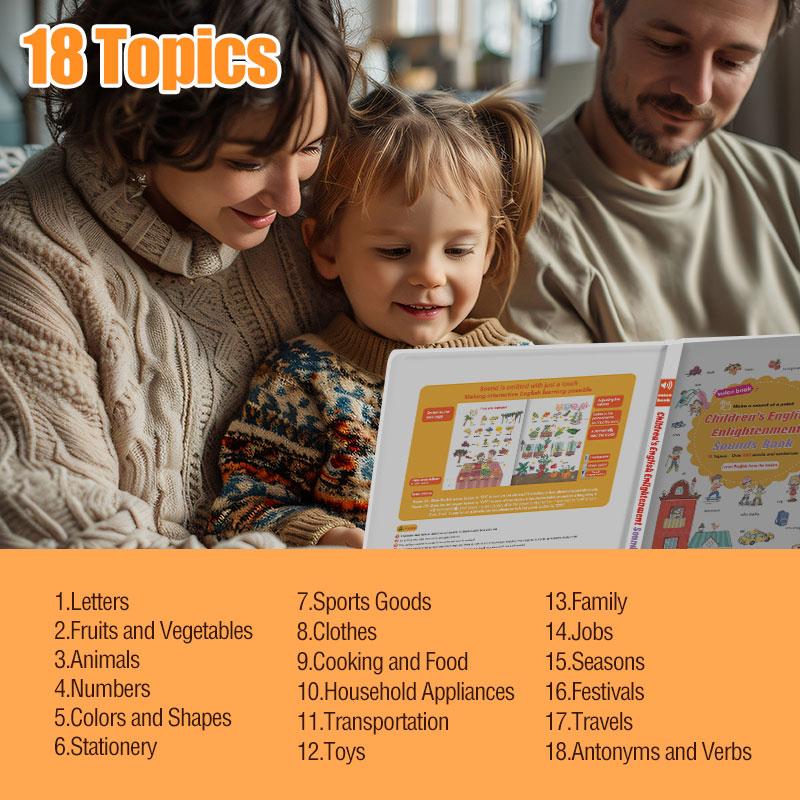 Interactive English Sound Book for Kids! Tap & Listen to 500+ Words in 18 Topics! Fun & Easy Early Learning, Perfect for Toddlers!