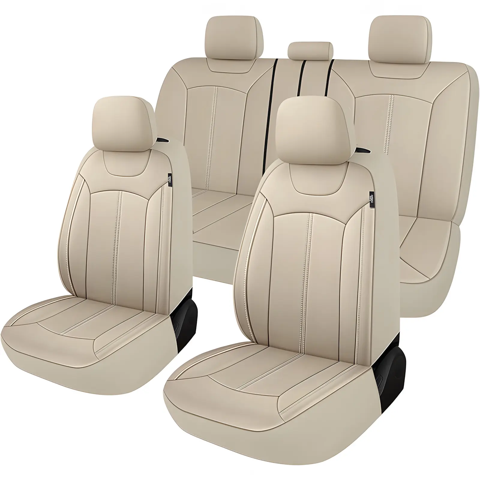 OTOEZ Plain 5-Seat PVC Waterproof Seat Covers Protector 3-Zipper Cushion, 4 Seasons Use, Universal Fit for Cars/SUVs/Trucks, Vehicle Interior Accessories Kit, Seat Protectors Cushion
