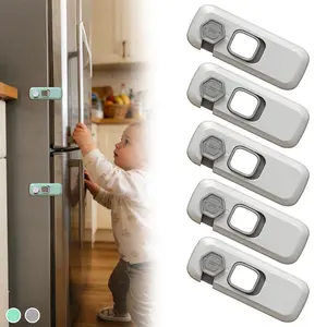 5 Pack Child Proof Fridge Lock with Adhesive - No Tools Required - Refrigerator Lock for Kids - Freezer Latch to Keep Door Closed - for Toddlers, Cats, & Dogs