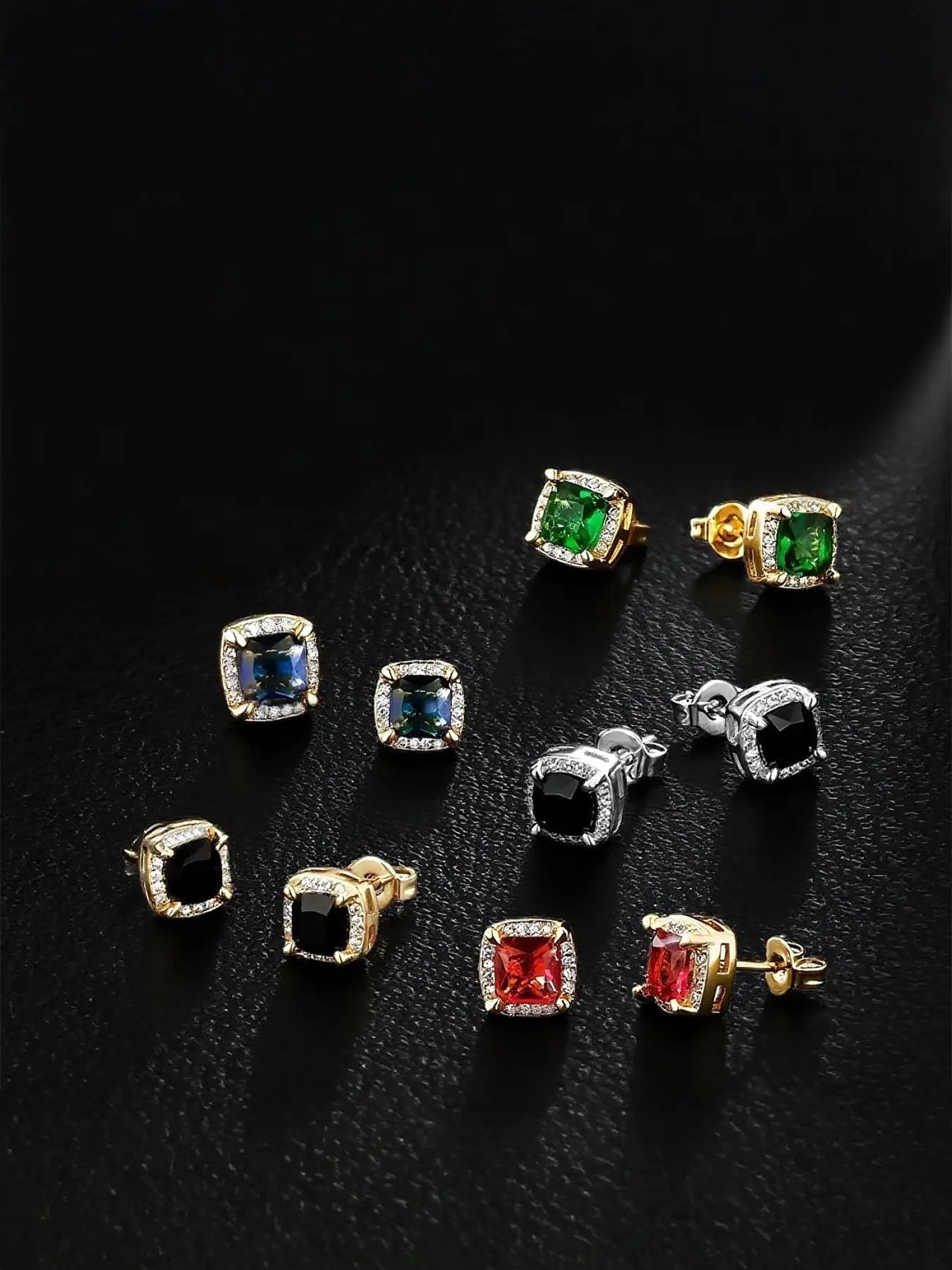 5 Pairs of ICED CHICS Hip-Hop Stud Earrings, Fashion Earrings, Four-Prong Street Dance Casual Style for Men and Women, Versatile Accessories, Perfect for Parties, Dates and Gifting, Studs Jewelry