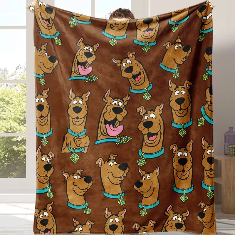 Scooby-Doo Pattern Flannel Blanket - Multi-Size, Soft, Warm, Lightweight, Breathable, Wrinkle Resistant, Stain Resistant, Durable PVC Cartoon Blanket for Adults, Machine Washable, Travel-Friendly, Ideal for Lounging at Home & Beds, Perfect Birthday Gift