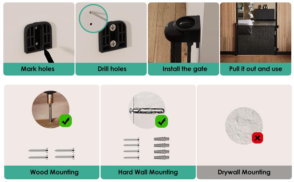 Dearlomum Retractable Baby Gate 33.1" Tall Extends up to 55"/71"/118"/168“/197” Wide Child Safety Gate for Doorways Stairs Hallways Indoor/Outdoor Grey Playpen Infant