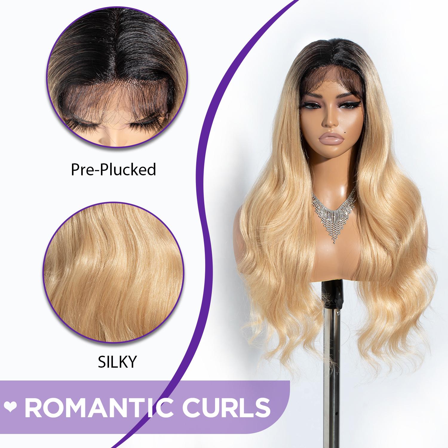 27 Inch Lace Long Wavy Wig Middle Lace Part Synthetic Wigs For Black Women