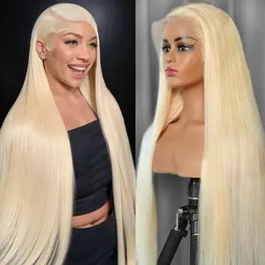 613 13x6 Lace Front Wig Human Hair Straight 613 HD Lace Frontal Wig 13X6 180 Density Blonde Lace Front Wigs Human Hair  With Baby Hair (40 Inch, 613 13x6 Straight)