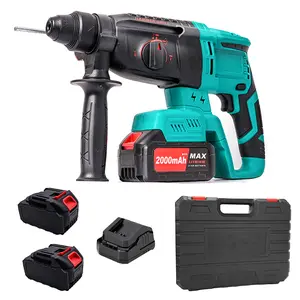 SDS Plus Cordless Rotary Hammer Drill  4000BPM Jack Demolition Hammer Drill for Concrete with Safety Clutch 3 Functions & Toolbox Hammer Drill 21v Brushless for Concrete/Masonry/Wood/Metal High Power Lithium Impact Wrench