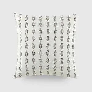 Folk Leaves Patterned Throw Pillow