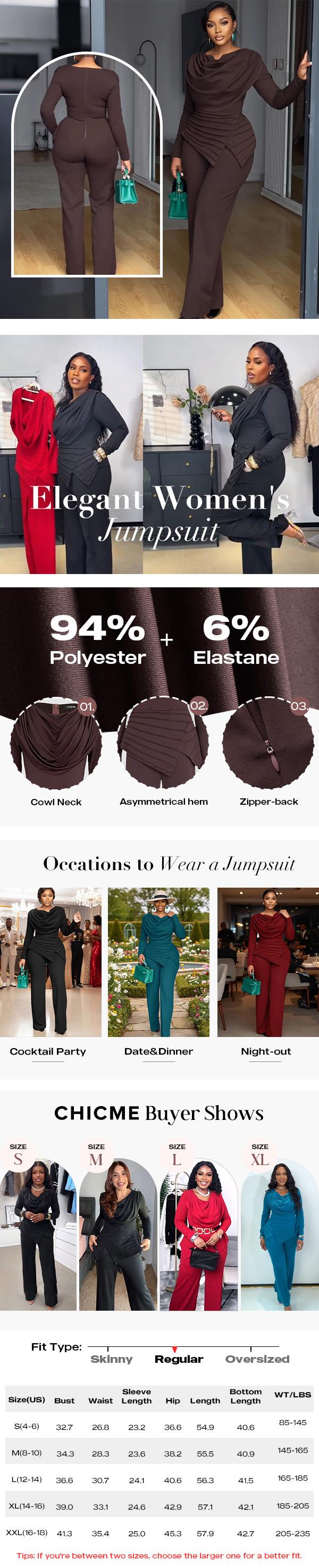 ChicMe Cowl Neck Asymmetrical Patchwork Ruched Jumpsuit Valentine's Day Wedding Guest Wedding Casual Cinched Waist Zipper Back Straight Leg Jumpsuit ChicMe Cowl Neck Asymmetrical Patchwork Ruched Jumpsuit Valentine's Day Wedding Guest Wedding Casual Cinched Waist Zipper Back Straight Leg Jumpsuit