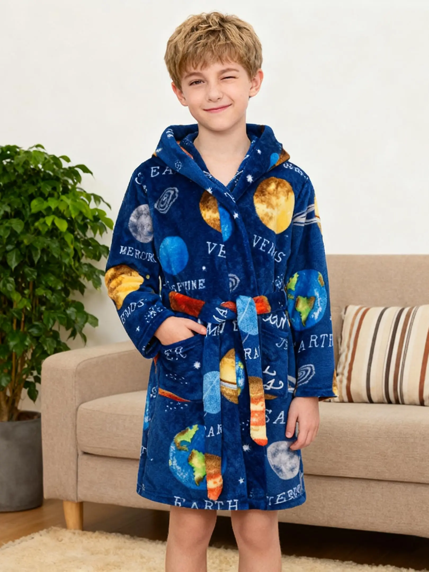 Boys' Soft Fleece Hooded Bathrobe - Toddler to Kids' Sleepwear for 4-12 Years