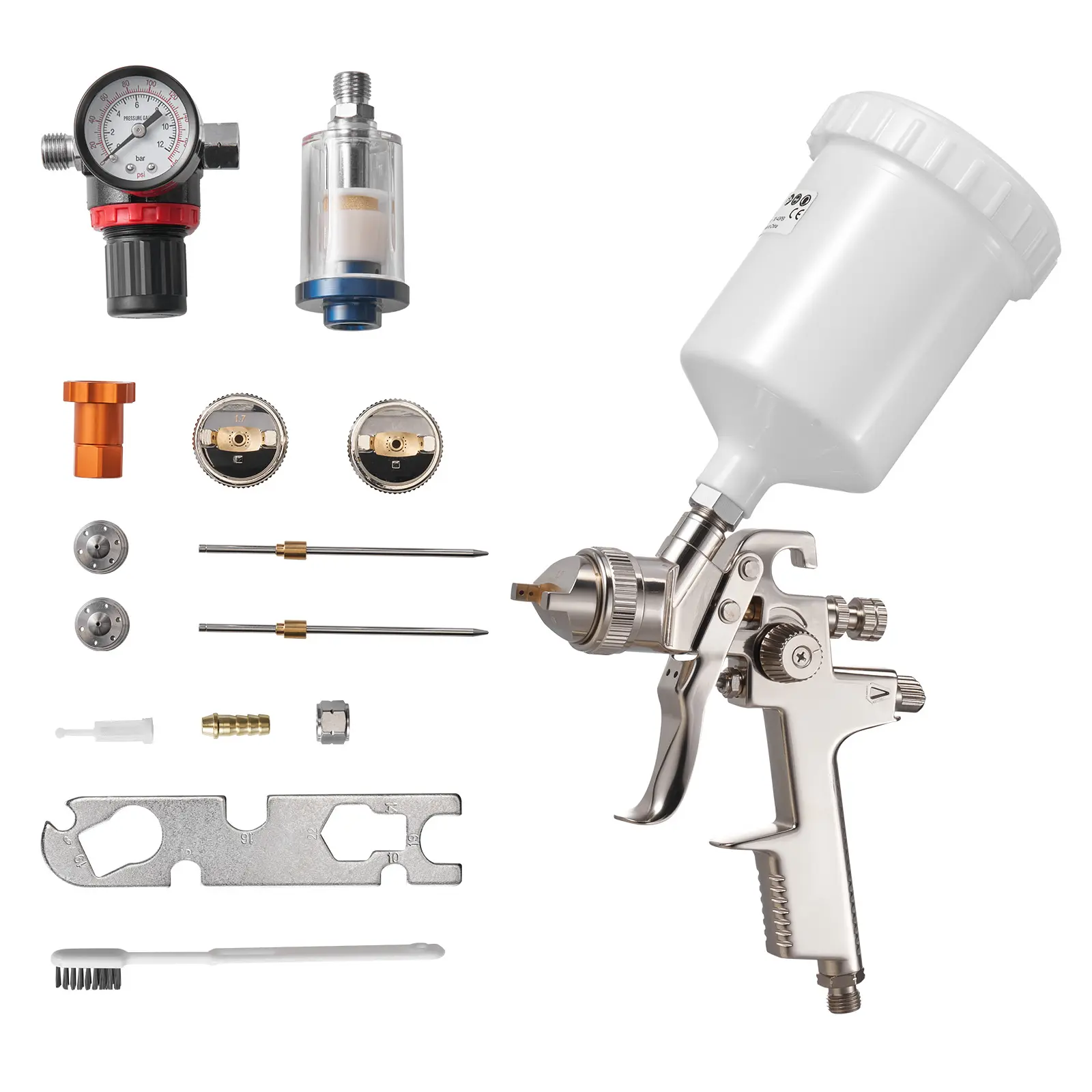 VEVOR LVLP Air Spray Gun, Gravity Feed Paint Sprayer Gun with 3 Nozzles (1.3/1.4/1.7mm), 600ml Capacity Automotive Paint Sprayer with Air Regulator for Furniture, Car Painting, Home Improvement,dorm room inspo,college dorm essentials,dorm haul