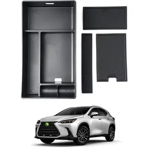 Canvcle Center Console Organizer for 2022 2023 2024 2025 Lexus NX NX 250/NX 350/NX 350h 450h+ Accessories Armrest Storage Box Secondary Insert Tray with Anti-Slip Mat