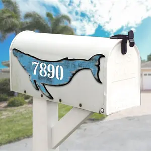 Designocracy MA985163-18 18 in. Whale Coastal Wooden House Number Sign Decor