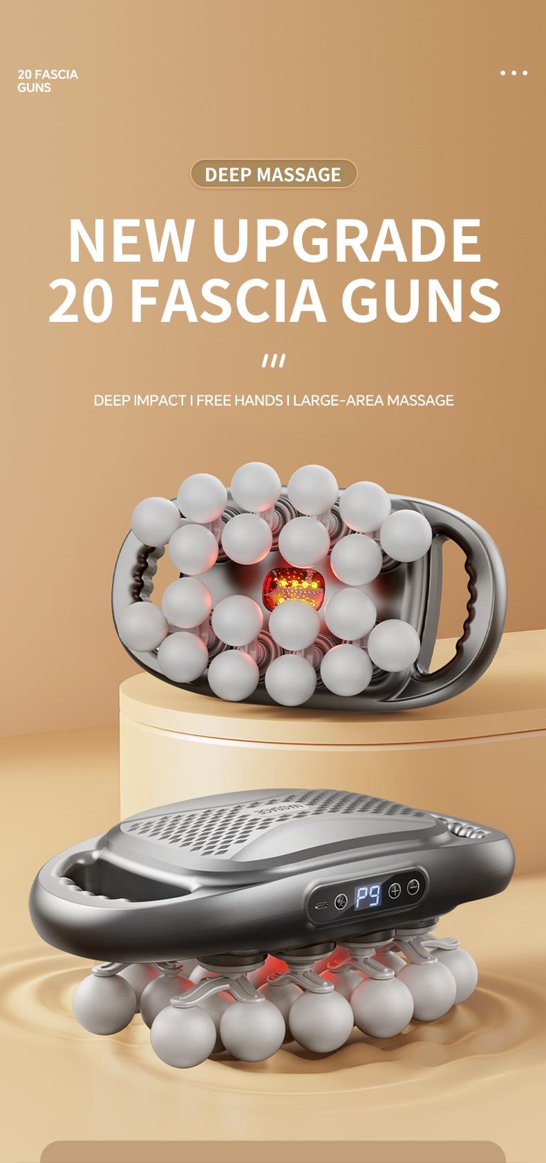 BENBO 20-Ball Massage Gun with 30 Levels & 9 Modes, Quiet Muscle Massager for Back, Shoulders, Legs & Feet, Adjustable Intensity for Daily Relaxation