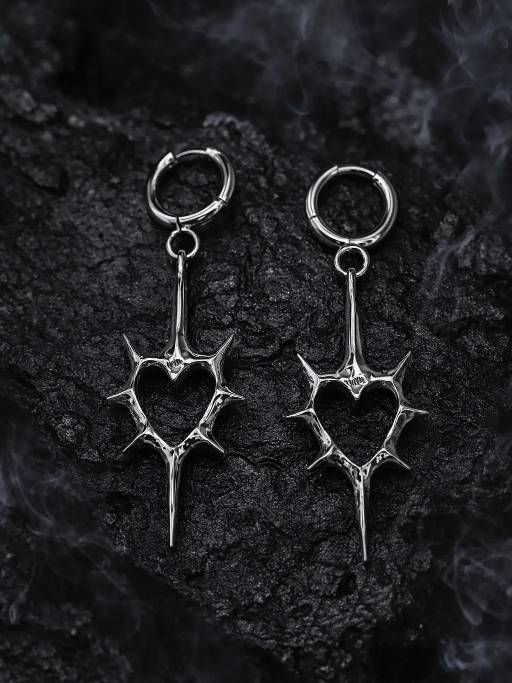 Women's Gothic Dangle Earrings, Hollow Heart Spiked Thorn Design, Edgy Cross Motif Costume Jewelry, Gothic Fashion Accessories for Party & Daily Wear