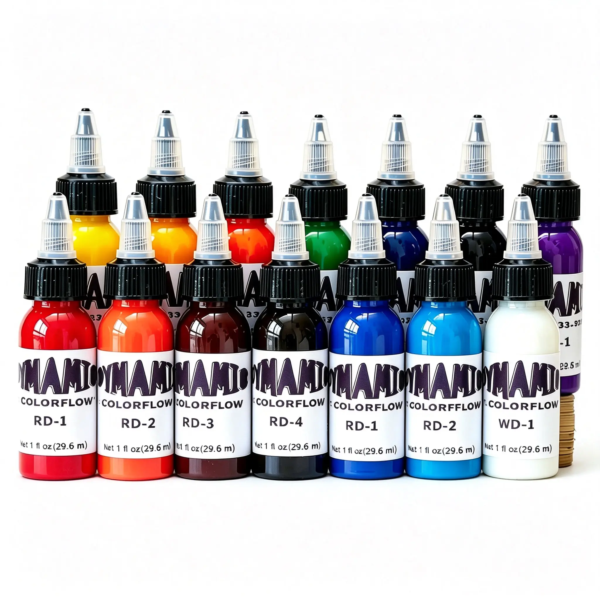 14-Color Liquid Tattoo Ink Kit, 1oz Vegan Vibrant Anti-Fade Pigments - Smooth Application Supplies with Multiple Shades for Professional Artists (Popular in America), Tattoo Supplies, Vegan Pigment Set