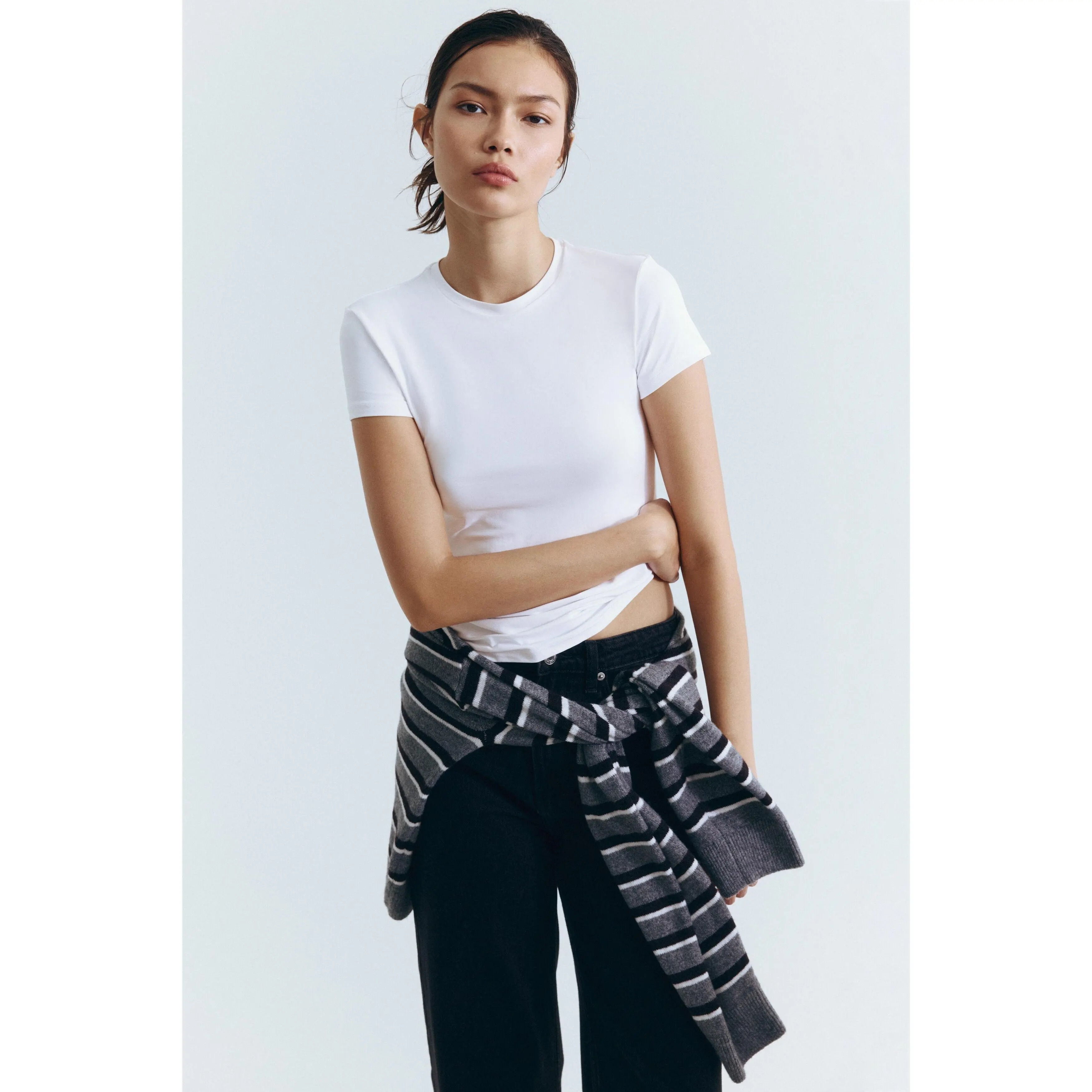 H&M Fitted microfibre T-shirt