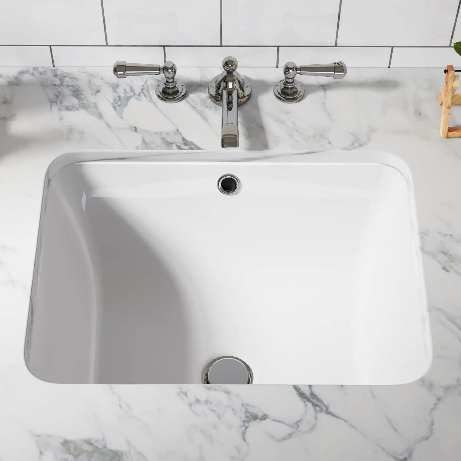 White 22''x16''Vessel Sink White Rectangular Undermount Bathroom Sink