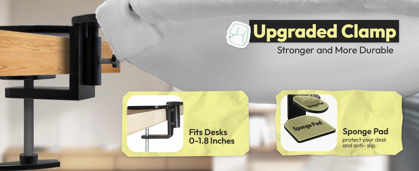 Clamp-On Cat Bed for Desk – Sturdy Iron Frame, Non-Slip Sponge Cushion Clamp, Super Soft Plush Bed, Fits Cats Up to 50LBS, Easy Setup in Minutes