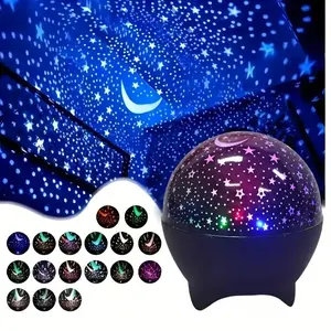 Star & Moon Night Light for Kids,LED Star Projector Light for Bedroom with USB Cable,Multi Color Changing,360° Ceiling Stars LED Projector for Room Decor,Birthday,Valentine's Day Gifts for Girls Women