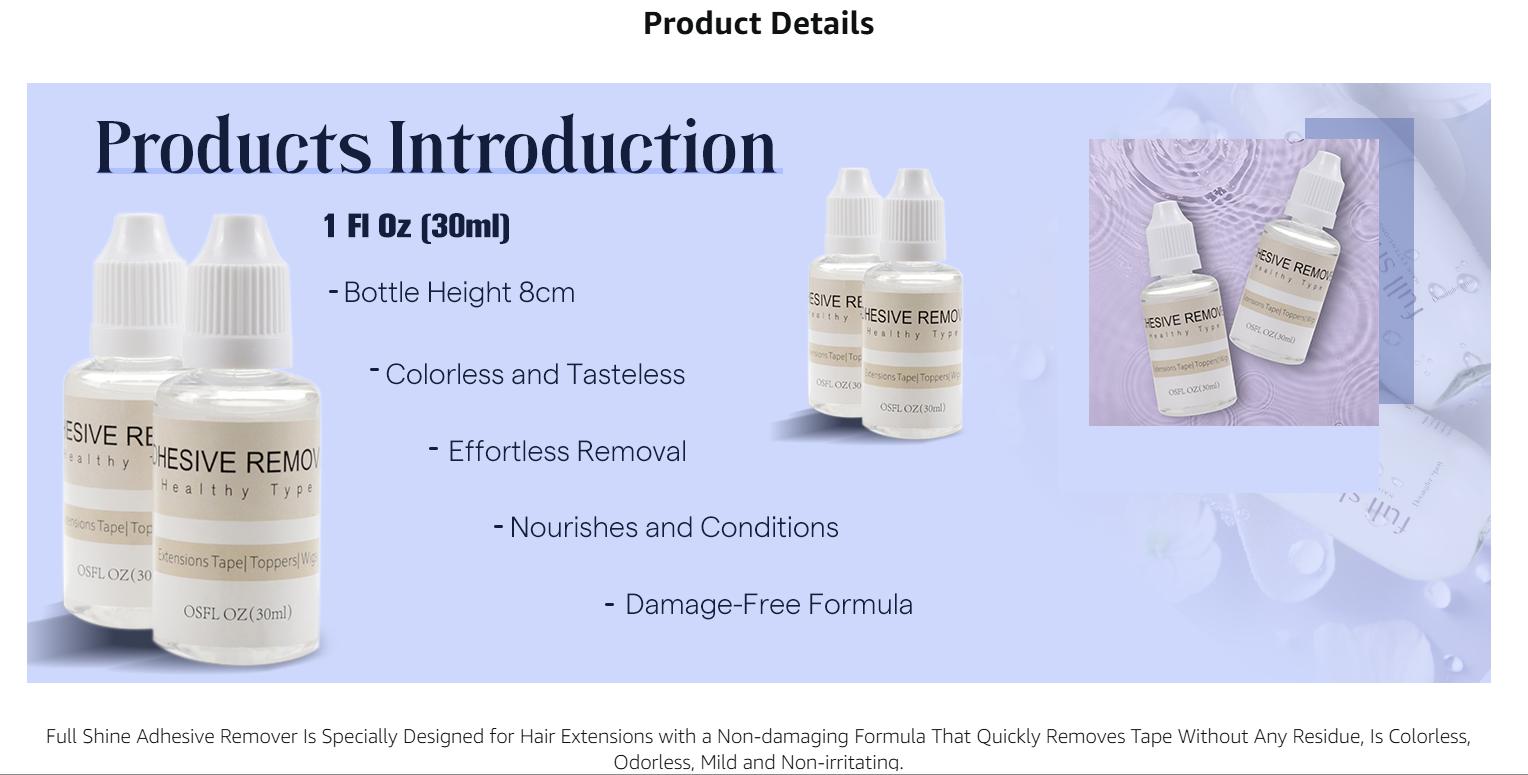 Full Shine Tape in Hair Extension Remover Adhesive, Replacement Tape, Extension Glue Remover, Fast Acting Hair Extensions Remover Comfort Care