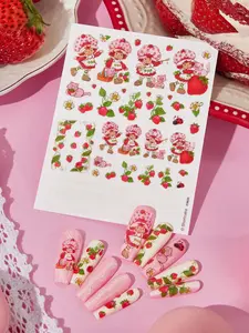 Strawberry Shortcake 1 Pc Cute Strawberry Cartoon Decorative Stickers, Can Be Freely Cut, Layered And Matched, Suitable For Decorating Nails, Cups, Stationery, Planners, Etc.,Gift Ideas, Summer / Spring , Vacation