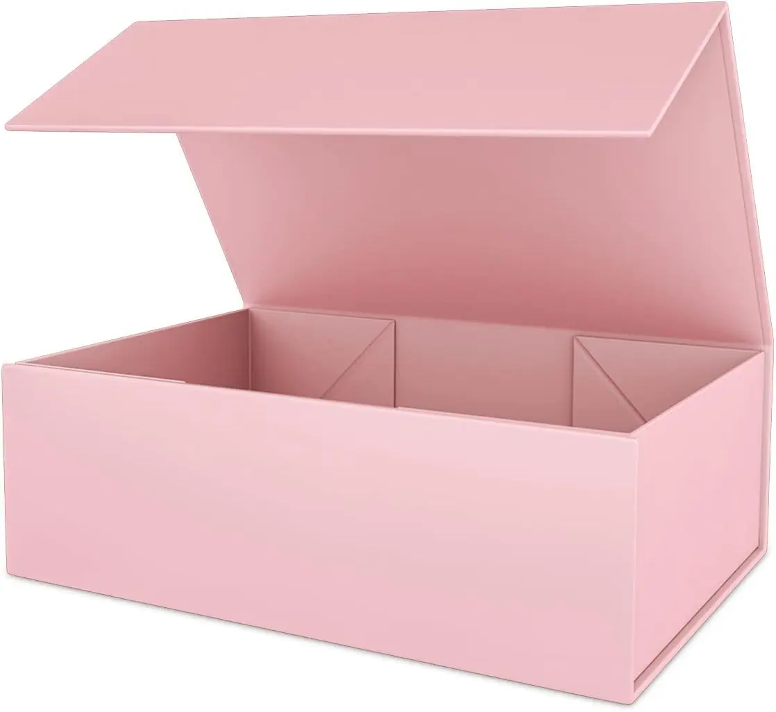 Pink Magnetic Gift Box with Lid, Luxury Gift Packaging Box 10 x 6 x 3 Inch, Reusable Collapsible Present Box for Birthday, Bridesmaid Proposal, Wedding, Baby Shower, Valentine's Day & Christmas Gifts